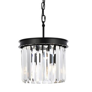 Elegant Lighting Sydney 3 light Matte Black Pendant Clear Royal Cut Crystal - 1 of 4