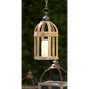 Open Wood Lantern Set 21 Inch Height with Metal Accents and Glass Hurricanes By Melrose - 3 of 3