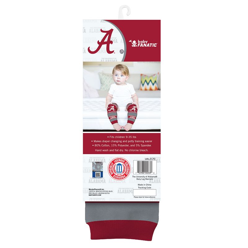 Baby Fanatic Officially Licensed Toddler & Baby Unisex Crawler Leg Warmers - NCAA Alabama Crimson Tide, 2 of 7