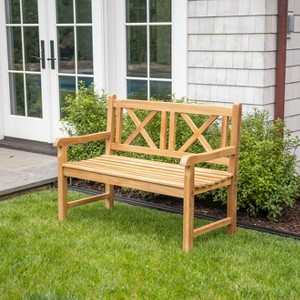 Nordic Teak 47" 2 Person Natural Outdoor, Patio and Garden Bench - Beige - 1 of 4