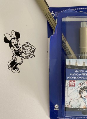 SAKURA Pigma Micron Manga Comic Pro Fineliner Pens - Archival Black Ink  Pens - Assorted Point Sizes - 6 Pack