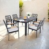 TiramisuBest 7-Piece Aluminum Patio Set - Table & 6 Chairs,Cushions, Branch-Inspired Backrest, Umbrella Hole, Weather-Resistant (Bourbon Brown) - 2 of 4