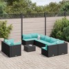 vidaXL 10 Piece Modular Patio Sofa Set - Black PE Rattan w/Cushions - Outdoor Furniture for Garden, Deck, Patio, Terrace - 2 of 4