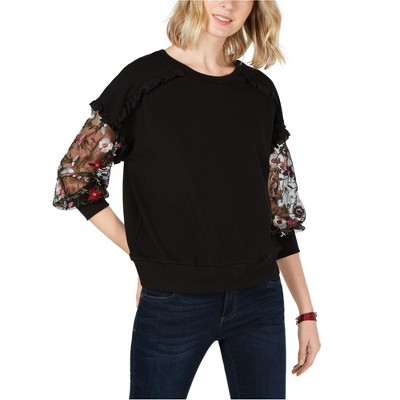 CeCe Womens Floral Accent Sweatshirt