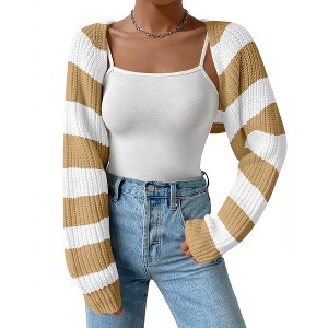 Clearlove Women's Shrug Cardigan Sweater Drop Shoulder Long Sleeve Knit Crop Bolero Cardigans - 1 of 4