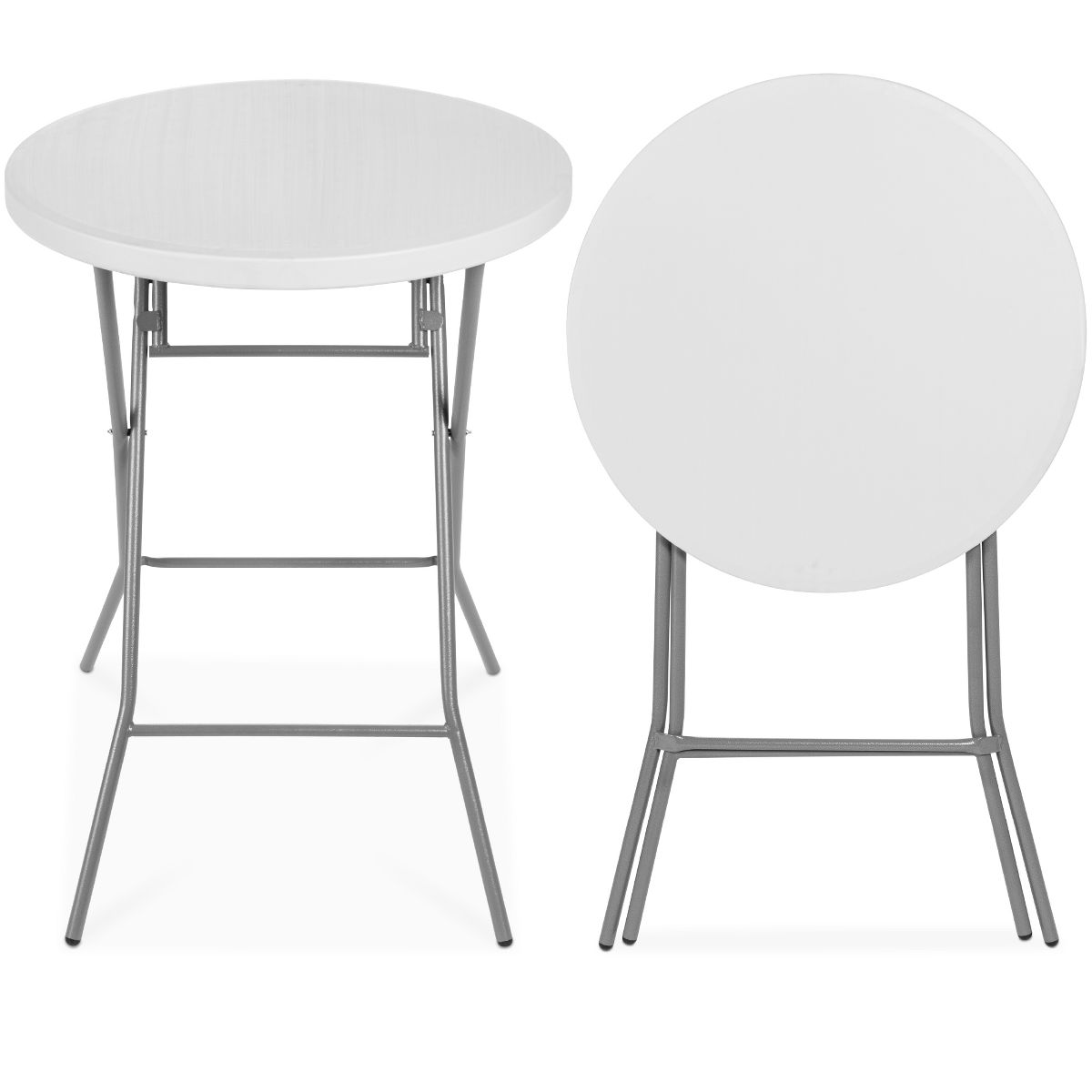 Best Choice Products 32in Bar Height Folding Table, Indoor Outdoor Accessory w/ Thick Table Top, 330lb Capacity - White - thumbnail 8