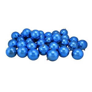 Northlight 32ct Shatterproof Shiny Christmas Ball Tree Ornament Set 3.25" - Lavish Blue - 1 of 4