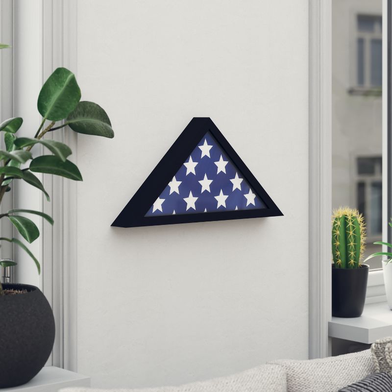 Emma and Oliver Rustic Military Flag Shadow Box for 9.5' x 5' American Veteran Burial Flag - Wall Mount or Freestanding, 5 of 13