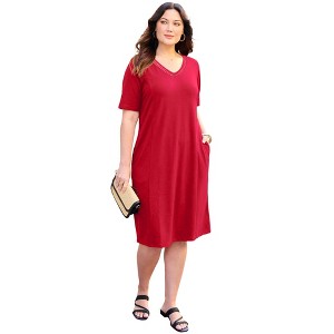 Catherines Suprema Crochet-Detail T-Shirt Dress - 6X, Classic Red : Target