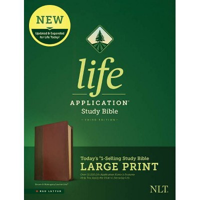 NLT Life Application Study Bible, Third Edition, Large Print (Red Letter, Leatherlike, Brown/Tan) - (Leather Bound)