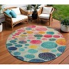 Teal Blue And Pink Geometric Washable Indoor Outdoor Area Rug - 2 of 4