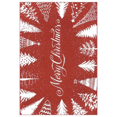 Merry Christmas Welcome Rug, Winter Holiday Decorative Rug Non Slip, Soft Low Pile Accent Decor Rugs for Bedroom Living Room