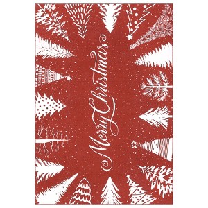 Merry Christmas Welcome Rug, Winter Holiday Decorative Rug Non Slip, Soft Low Pile Accent Decor Rugs for Bedroom Living Room - 1 of 4