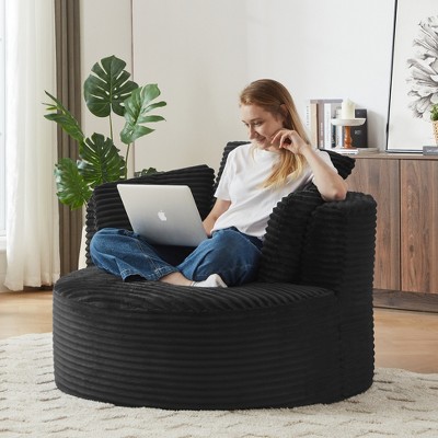 ModernLuxe Corduroy Accent Chair, Cushioned Backrest Round Chair, Modern Single Sofa Chair for Living Room, Office & Apartment