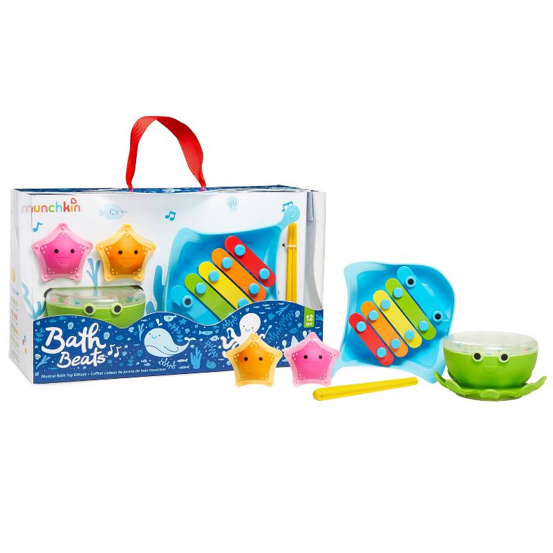 Munchkin Bath Beats Musical Bath Toy Xylophone Bath Drum and Shakers Gift Set, 1 of 16