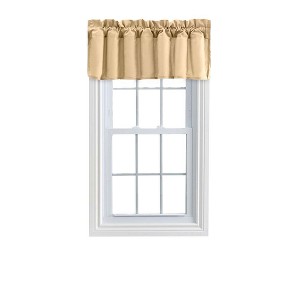 Ellis Stacey Solid Color Window 3" Rod Pocket High Quality Fabric Lined Swag Set Filler Valance 42"x13" Almond - 1 of 4