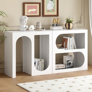 NicBex Modern Modular Console Table for Entryway,Sofa Table with Rectangular Exterior & Curved Interior,Behind the Couch Table for Living Room - 1 of 4