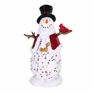 Roman 8.75 In Berry Snowman Christmas Figurine , Christmas Decor Snowman Gift Cardinal (1PC) - 1 of 4