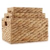 Casafield Set of 3 Water Hyacinth Storage Baskets with Handles - Small, Medium, and Large Woven Nesting Storage Bin Organizers for Shelves - image 3 of 4