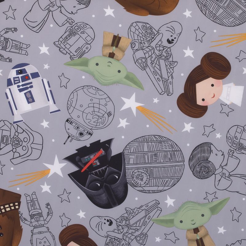 Star Wars Welcome to the Galaxy Navy and Gray Yoda, Princess Leia, R2-D2 , Chewbacca, and Darth Vader Preschool Nap Pad Sheet, 2 of 6