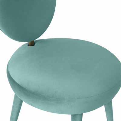 Sea Blue Velvet Upholstered Side Chair with Gold-Tipped Legs