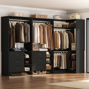 Aheaplus Set of 3 Freestanding Corner Closet System, 92'' Space-saving Closet Organizer with Drawers and Hanging Rods - 1 of 4