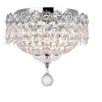 Elegant Lighting Century 3 light Chrome Flush Mount Clear Royal Cut Crystal