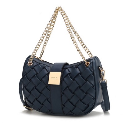 MKF Collection Solari Vegan Leather Women's Shoulder Bag Braided Chain by Mia K