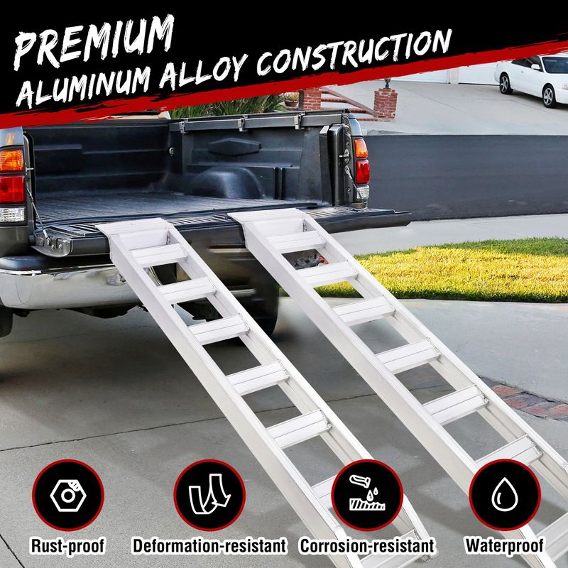 Aluminum Trailer Ramps, 8810 lbs Heavy-Duty Truck Ramps with Top Hook Attaching End, Universal Loading Ramp 72" L x 15" W, 2Pcs, 5 of 6
