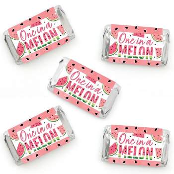 Big Dot of Happiness Sweet Watermelon - Mini Candy Bar Wrapper Stickers - Fruit Party Small Favors - 40 Count