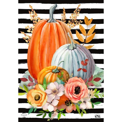 Striped Pumpkins Autumn House Flag Floral Fall 28" x 40" Briarwood Lane