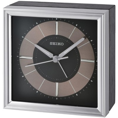 Seiko 4" Brady Bedside Alarm, Black & Silver