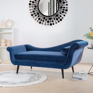 NicBex Mid-Century Thicken Cushion Chaise Lounge Chair with Scroll Arms,Comfy Upholstered Accent Chair for Bedroom,Living Room,Office - 1 of 4