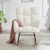 Gulches Ivory Teddy Tufted High Back Metal Frame Glider Chair Set of 1 Wide Seat Rubber Wood Base 300 lb Living Room Bedroom Accent Chair - 3 of 4