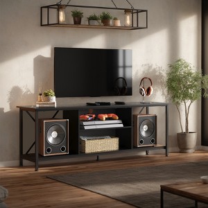 DEXYLLO 55” Industrial TV Stand for 65” TVs, Open Shelf Media