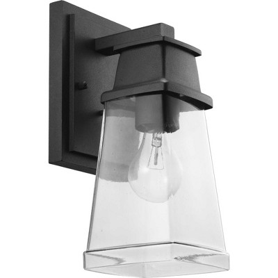 Greene Ridge Black Steel Outdoor Wall Lantern with Clear Shade
