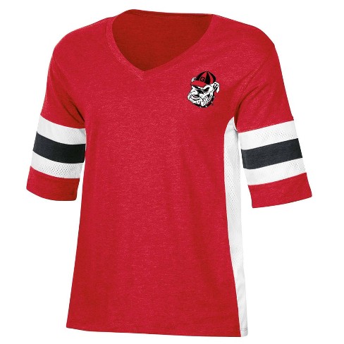 Ncaa Georgia Bulldogs Women's V-neck Mesh Side T-shirt - S : Target