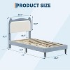 Upholstered LED Bed Frame with Cat Headboard for Boys Girls, Velvet Platform Bed Frame, Wood Slats Support, Noise Free - 2 of 4