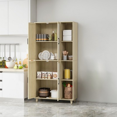 70" Kitchen Pantry Cabinet, Freestanding Storage Cabinet with 4 Doors, Kitchen Buffet Cupboard, Storage Cabinet for Kitchen Dining Living Room