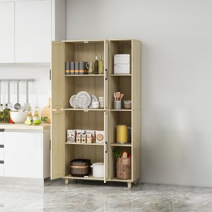 70" Kitchen Pantry Cabinet, Freestanding Storage Cabinet with 4 Doors, Kitchen Buffet Cupboard, Storage Cabinet for Kitchen Dining Living Room - 1 of 4