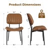Modern Dining Chairs Set 2 Solid Wood Backrest Upholstered Pu Leather Dining Chairs - 2 of 4