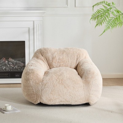 Indoor Lazy Gaming Bean Bag Chair,Soft Faux Fur Shredded Foam Bean Bag,High-Density Foam Lounge Chair for Living Room or Bedroom-Coolbibila