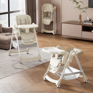 Baby High Chair, Foldable High Chair for Babies & Toddlers, 7 Adjustable Seat Heights & 5-Point Safety Harness for 6-36 Months Babies - 1 of 1