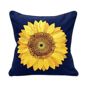 RightSide Designs Navy Sunflower Indoor/Outdoor Throw Pillow