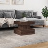 vidaXL Coffee Table with LED Lights - Brown Oak, Engineered Wood Square Table for Living Room, Office, Lounge Space - 3 of 4