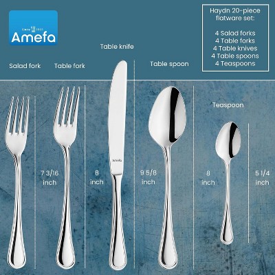 Amefa Haydn 20-Piece High Gloss Stainless Steel Flatware Set