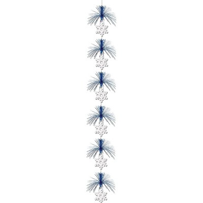 Beistle 7' Snowflake Firework Stringer Blue/Silver 3/Pack 20625
