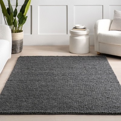 Charcoal Braided Wool and Cotton Handmade Area Rug, 8' x 10'