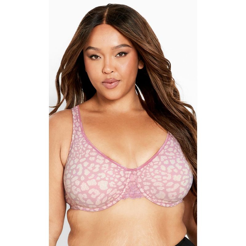 Women's Plus Size Smooth Caress Print Bra - pink | AVENUE, 3 of 5