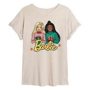 Women's - Barbie - Winter Holiday Friends Oversized Graphic T-Shirt - 1 of 4